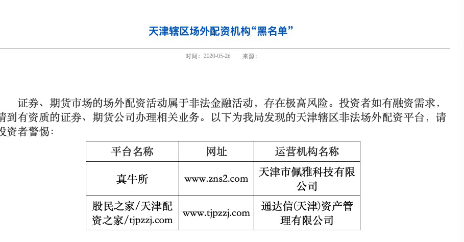 场外配资风险警示_股票配资有骗局吗_监管机构发布黑名单